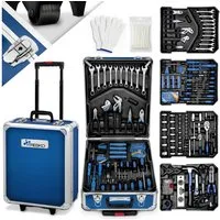 TRESKO Werkzeugset Werkzeugkoffer 1400 teilig XXL Set Werkzeugkasten gefüllt, (Chrom-Vanadium Stahl), Werkzeugkiste Profi Werkzeugtasche Werkzeug-Trolley