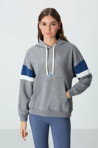 Übergröße Farbblock Kapuzen-Sweatshirt mit Tasche