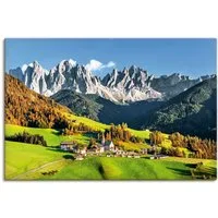 Artland Wandbild Alpen Berge Santa Maddalena, Berge & Alpenbilder (1 St), als Alubild, Leinwandbild, Poster in verschied. Größen