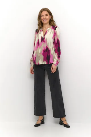 Langarm-Bluse Regular fit Pink Abstract Print pink