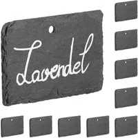 relaxdays Dekohänger 10 rustikale Schiefer-Pflanzenschilder