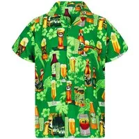 King Kameha Hawaiihemd "Beerbottle" Funky Hawaii-Hemd Herren Kurzarm Front-Tasche Stylish