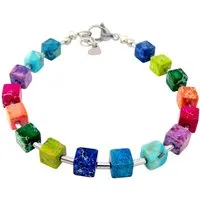traumschmuck Armband 213arm Armband Würfel Schmuck-, Edelstein Jaspis multicolor (Geschenk, Muttertag, Weihnachten, Geburtstag, Valentinstag, incl. Schmuckbox), handgefertigt, Made in Germany