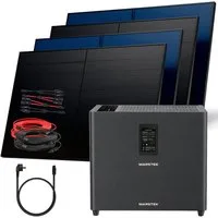 SUNNIVA Balkonkraftwerk 2000W mit 5,12 kWh Speicher MARSTEK Jupiter C + Plus, (BIFAZIAL FULLBLACK komplett Steckdose, PV Solaranlage Komplettset mit Solarspeicher, 4x 500W N-Type Glas Bifacial PV)