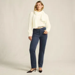 Rail Straight Feincordhose High Waist, Damen,  Blau, Elasthan/Baumwoll-Mischung, by Lands' End