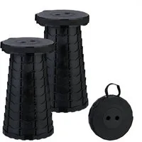 relaxdays Campinghocker Teleskophocker Camping im 2er Set (2 St), schwarz