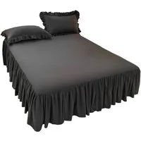 Diwzbyn Bettwäsche Bettrock mit Rüschen, Elastische Bettumrandung 43 cm Höhe, 1 teilig, für Boxspringbett, Elastikband Bettrock, Pflegeleichter Bettsockel