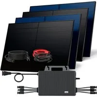 SUNNIVA Balkonkraftwerk 2000W BIFAZIAL FULLBLACK komplett Steckdose, (TSUN 2000 Watt Wechselrichter, Solaranlage Komplettset, 4x 500W N-Type Glas Bifacial Solarmodule, 5m Kabel, 4x 2.5m Solarkabel)
