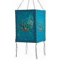 Hathi Lampenschirm Lotus Blüte, türkis, LOKTA Papier, Hängelampe Nepal