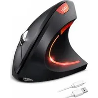 RUHE Ergonomische Maus Kabellose Bluetooth Vertikale Maus Optisch Leise RGB ergonomische Maus (Bluetooth, Funk, kabelgebunden, 2.5G, USB-Dongel, Kabelgebundenes Aufladen, Drahtlos, Optische Maus, Büro, 2400 dpi, Einstellbar DPI Schwarz Weiß Grau 6 Ta