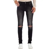 Cipo & Baxx 5-Pocket-Jeans Damen Slim Fit Jeans Stonewashed BA-19CB05 (1-tlg) mit Knielöchern und Ausgefranstem Saum