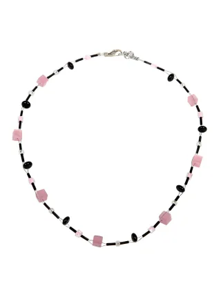 DeMarie Collierkette Edelstahl Onyx Acryl Kristall