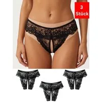 Elegant Love Slip-Ouvert Damenslip Höschen mit offenem Schritt, Spitze-Tanga, Sexy Unterwäsche (3-St) Dessous in Spitzenoptik, Lingerie für Damen