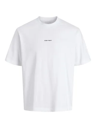 JACK&JONES - JCOCOVER SCRIPT BACK TEE SS CREW NECK LN bright white - Gr. - XL
