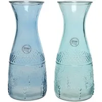 Decoris season decorations Wasserkaraffe, Weinkaraffe / Wasserkaraffe aus Glas 10x25cm 1l blau 1 Stück sortiert