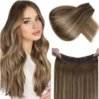 LuxusKollektion Echthaar-Extension Extensions Echthaar Invisible Draht Balayage Ombre 35 cm-w 1-1-#8 16 8