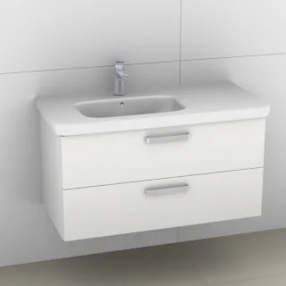 Artiqua 411 Waschtischunterschrank für DuraStyle 232510 Becken links Weiß Hochglanz, 411-WU2L-D45-70 411-WU2L-D45-7016-68