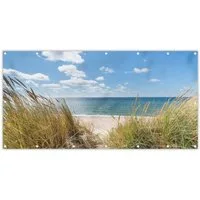 MuchoWow Balkonsichtschutz Düne - Gras - Meer - Strand (1-St) Balkon Sichtschutz 90x200, Windschutz für Zaun PVC, 200x90 cm
