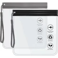 Zaewry Kulturbeutel Transparent Kulturtasche,Flugzeug Beutel Flüssigkeiten 20 x 20 cm (1 Liter Beutel Flugzeug Reisebeutel, Waschtasche für Damen & Herren, 2-tlg), Reise Gadgets Must Have, Wasserdichter und Auslaufsicher mit Lanyard