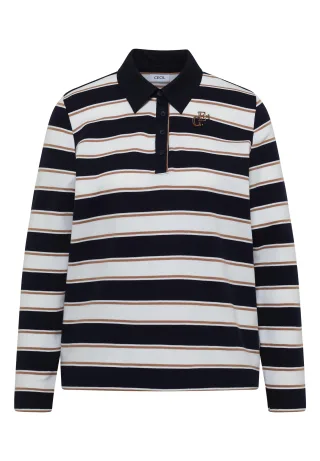 CECIL - Langarm Poloshirt mit Knöpfen urban dark blue - Gr. - XL