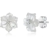 Schöner-SD Paar Ohrstecker Perlmuttohrringe Blume Blüte aus Perlmutt Silberohrringe Stecker 925, 925er Silber