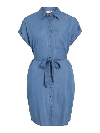 VILA - VINORI S/S SHIRT DRESS - NOOS Medium Blue Denim - Gr. - 42