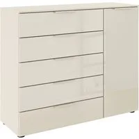 rauch Schubkastenkommode Kommode Türkommode Sideboard Kombikommode FLIPP mit Glasfront (Breite 120 cm mit 2 Einlegeböden), 1-türig mit 5 Schubladen und Soft-Close-Funktion sowie Glasfront