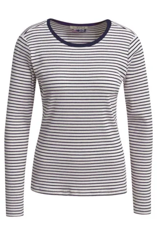 Smith&Soul - Fitted Rib Longsleeve Striped marine - Gr. - XS