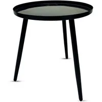 KHG Beistelltisch Garten-Beistelltisch Schwarz aus Stahl (runder Couchtisch mit Schüttrand 6 kg belastbar, wetterfest UV-beständig, 40x45x40 cm), mit Schüttrand