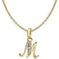 trendor Kette mit Anhänger Buchstaben-Anhänger M Gold 333/8K mit vergoldeter Silberkette