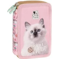 DERFORM Federtasche Katze Federtasche 2 Fach Federmäppchen Stifte Etui Federmappe Kätzchen, (25-tlg), gefüllt