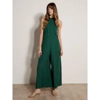 Apricot Jumpsuit Neckholder-Jumpsuit mit weitem Bein