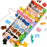 SinLaw Lernspielzeug 6 in 1 Montessori Puzzle Spielzeug, pädagogische Blöcke Puzzle Boards (1-St), Frühkindliche Bildung, Zahlenerkennung, Fingertraining