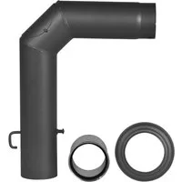 Firefix Ofenrohr, (Set), Bogen, 130 mm, 90 °, Stahlblech, mit Drosselklappe