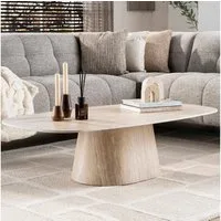 alesvelt Couchtisch CENTRO TRAVERTINO Dänisch-Ovaler Keramik-Couchtisch im Monolith-Design (1-Tisch), 135x70x35 cm Keramik, Travertin-Design