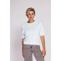 Zhrill Kurzarmshirt ZHINGE taillenlange Schnittform, Kurzarm, gestreifte Frottee-Optik