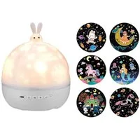 Vivitar LED-Sternenhimmel Hasen-Nachtlicht-Projektor für Kinder mit 15 Mustern, 360°-Drehung, Wiederaufladbar & kabellos, 1200-mAh-Akku, über USB aufladbar, Fernbedienung, Nachtlicht für das Kinderzimmer, Baby-Nachtlicht, Dekoration, Geschenk für Mäd