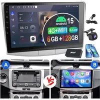 ESSGOO 8-Kern 6+128GB Für VW Passat B7 2010-2015 Autoradio Android 15 Autoradio (RDS, Digitalradio (DAB), FM, 6+128GB, AM, Apple Carplay Android Auto 4G LTE DSP SWC)