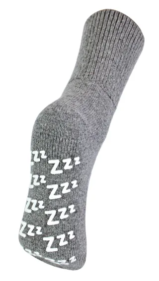 Sock Snob Damen warme, rutschfeste Slipper-Bettsocken aus Kaschmir-Wollmischung mit Zzz-Griffen, Grau