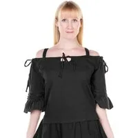 Metamorph Hexen-Kostüm Schulterfreie Halbarm-Bluse schwarz, Hochwertige und authentische Mittelalterkleidung zu unschlagbar günst