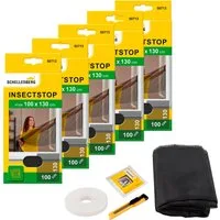 SCHELLENBERG Fliegengitter-Gewebe für Fenster ohne bohren, (Set, 5-St), Insektenschutz mit Klettband, 100 x 130 cm, anthrazit und weiß