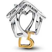 Pandora Charm-Einhänger Pandora Charm Haus mit Herz Sterling-Silber 14K Vergoldet 764145C00
