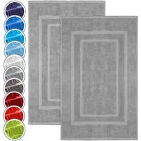 NatureMark Badematte 2er-Set Badvorleger 50x80cm, strapazierfähig, Baumwolle, rechteckig, Badematte 2-tlg., Duschmatte Duschvorleger, Premium Qualität, 50x80cm, Silber grau