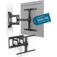 Xantron TV-Wandhalterung Ultra Slim Fit Schwenkbar - nur 27mm Wand-Abstand, SLIMLINE-466US, (bis 60 Zoll, bis 75kg, 43-90 Zoll & VESA bis 600×400)