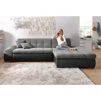 DOMO collection Ecksofa MORIC 300x172 cm, XXL-Sofa mit viel Platz, L-Form, auch in Cord, wahlweise mit Bettfunktion und Armteilverstellung. schwarz-weiß-grau