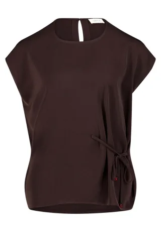 CARTOON - Blusenshirt mit Bindedetail braun - Gr. - 36
