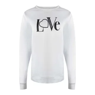 Love Moschino - "Love" Sweatshirt für Damen, Logo, Langärmlig (Weiß)