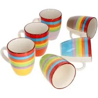 MamboCat Becher 6er Set Kaffeebecher Ibiza Rainbow Summer - 24326544, Steingut
