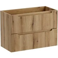 Lomadox Waschbeckenschrank NEWPORT-56-EVOKE 80 cm breit mit 2 Schubladen, Eiche mit gerillter Front