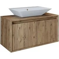 Roomart Badmöbel-Set ATLANTIC 85 cm, opt: mit Keramik-Aufsatzbecken in 4 Farben, (Badezimmermöbel ATLANTIC 85cm in 4 Farben Unterschrank mit Waschbecken)